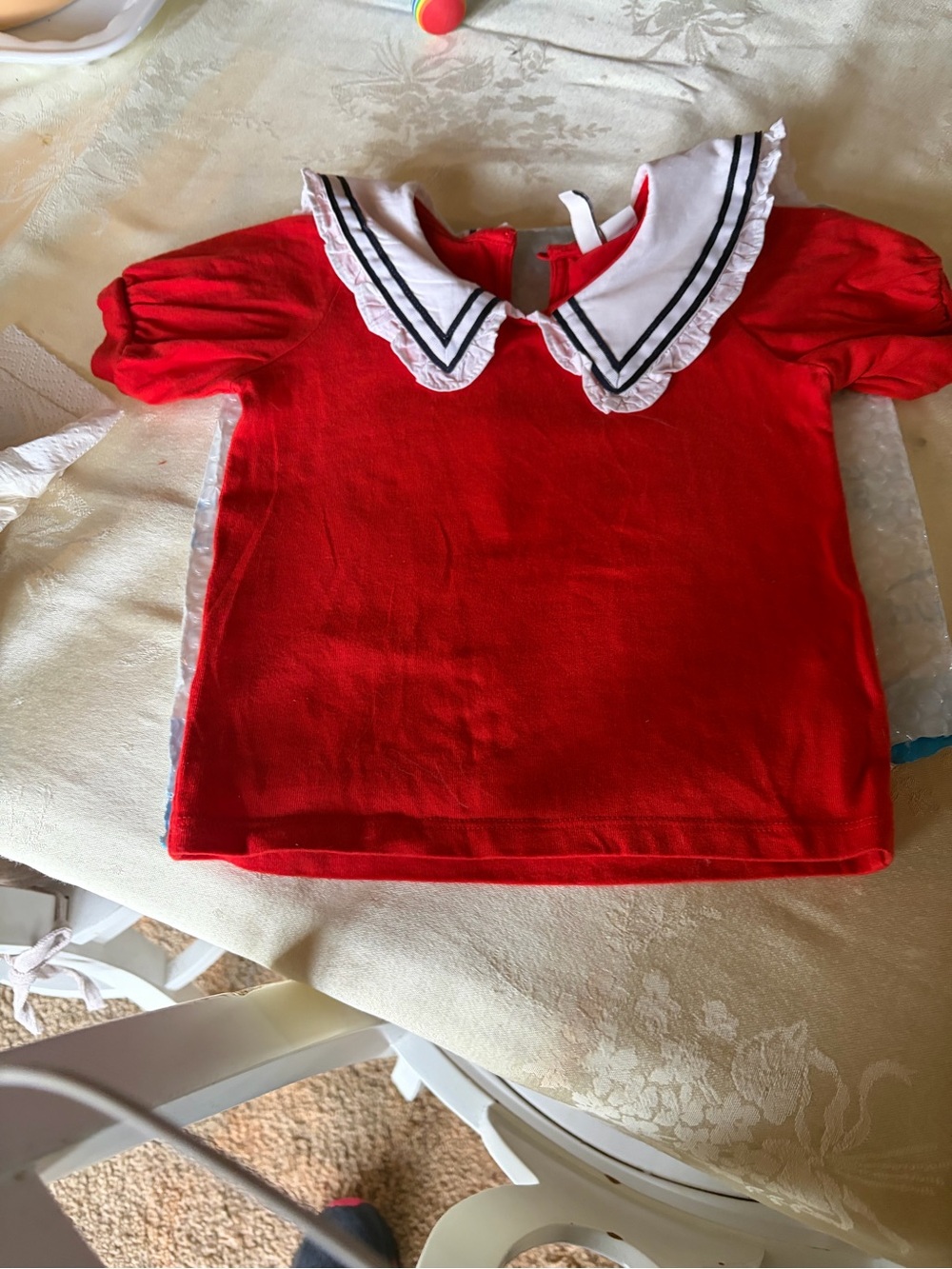 Janie and Jack Red Sailor Collar Short Sleeve Top